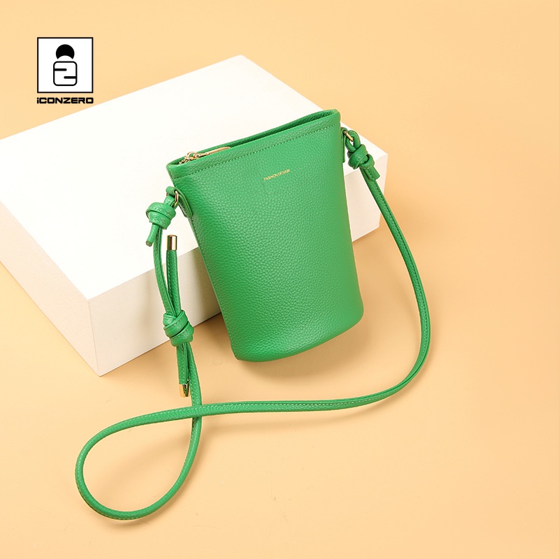 Biểu Tượng Zero Túi Đeo Chéo Một Bên Vai Bằng Da Thật Màu Trơn Thời Trang Đơn Giản Dành Cho Bạn Nữ @