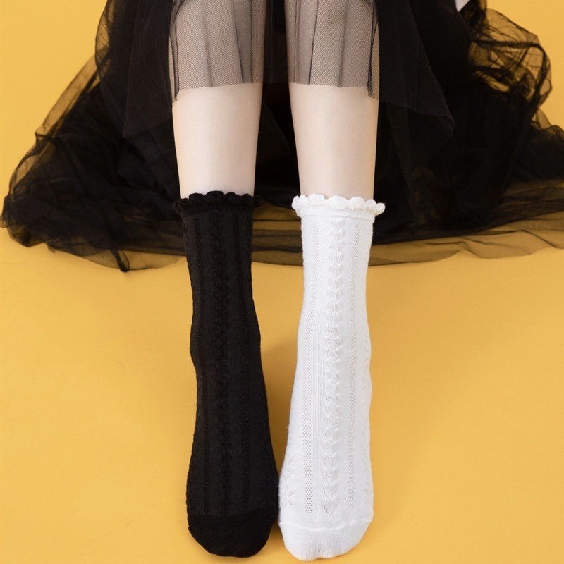 Mới Vớ Công Chúa jk Phối Ren Màu Trắng Đen Phong Cách lolita Nhật Bản Dễ Thương Cho Nữ