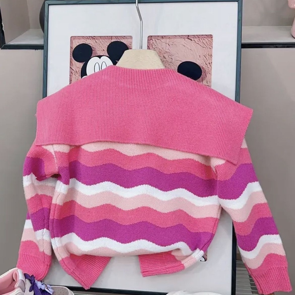 Áo sweater Dệt Kim Cổ Búp Bê Gấu Hoạt Hình Dễ Thương Thời Trang Thu Đông 2023 Cho Bé Gái 2023