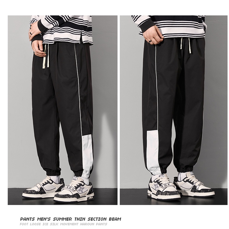 Quần Dài Lưng Cao Dáng Rộng Phong Cách Thể Thao Thời Trang Mùa Hè Cho Nam