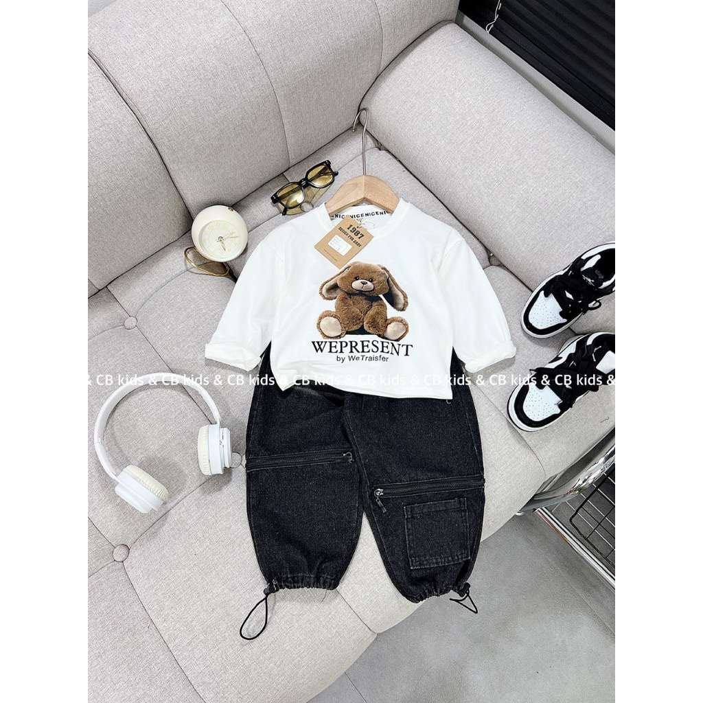 BỘ ÁO TAY DÀI QUẦN JEAN HIP HOP BÉ TRAI 10-30KG