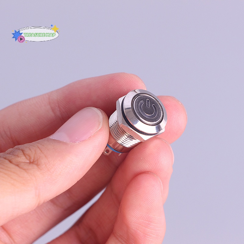 Công Tắc Nhấn Đèn led Bằng Kim Loại Màu Đen Chống Nước 12mm 12v heyuanlong333