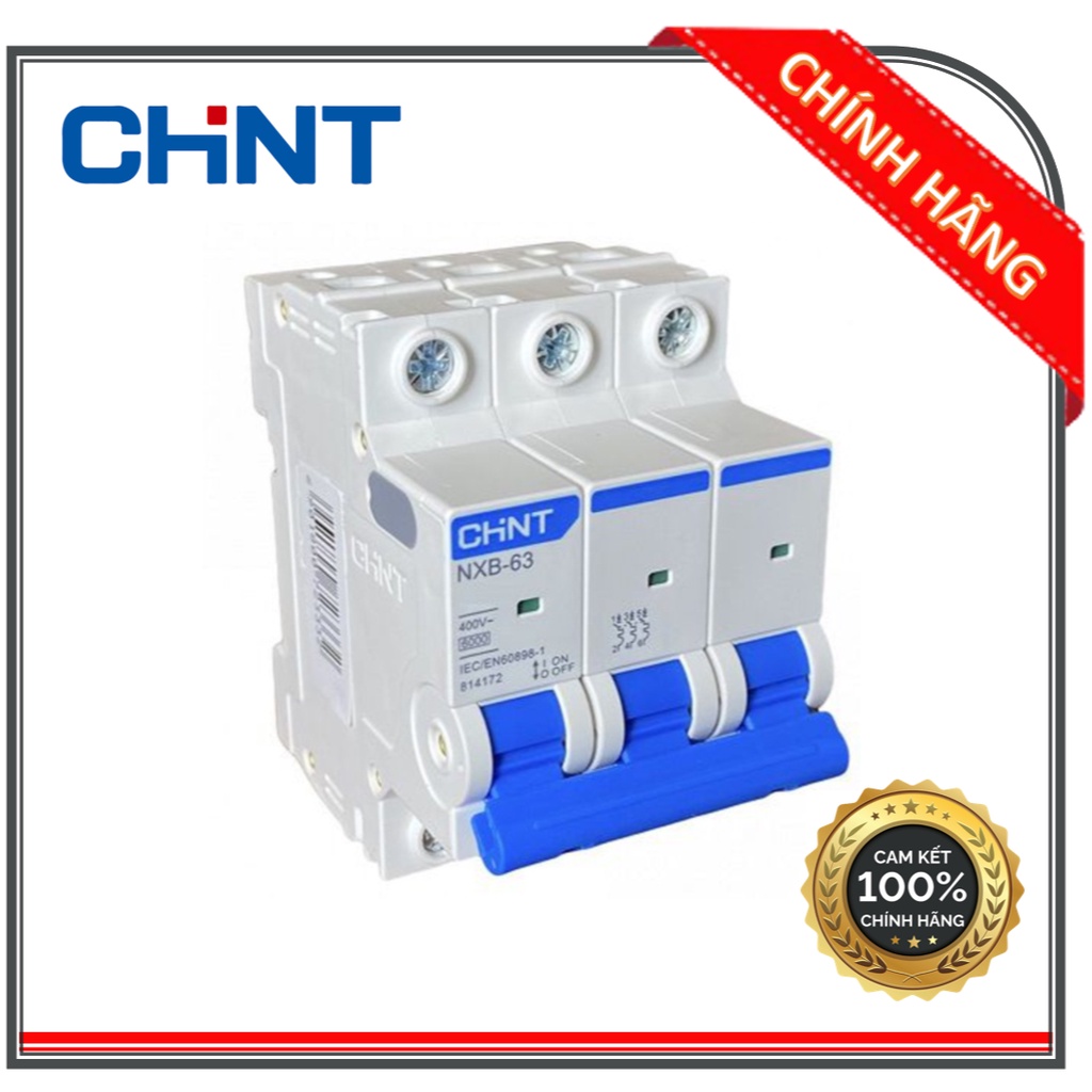 (HCM) Aptomat MCB 3 Pha Chint NXB-63:6A, 10A, 16A, 25A, 32A, 40A, 50A, 63A , Dòng Cắt 6KA~10KA; (Hàng chính hãng)