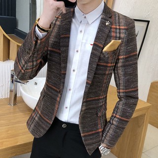 Áo khoác vest dáng ôm kẻ sọc kiểu hàn quốc thời trang xuân thu cho nam