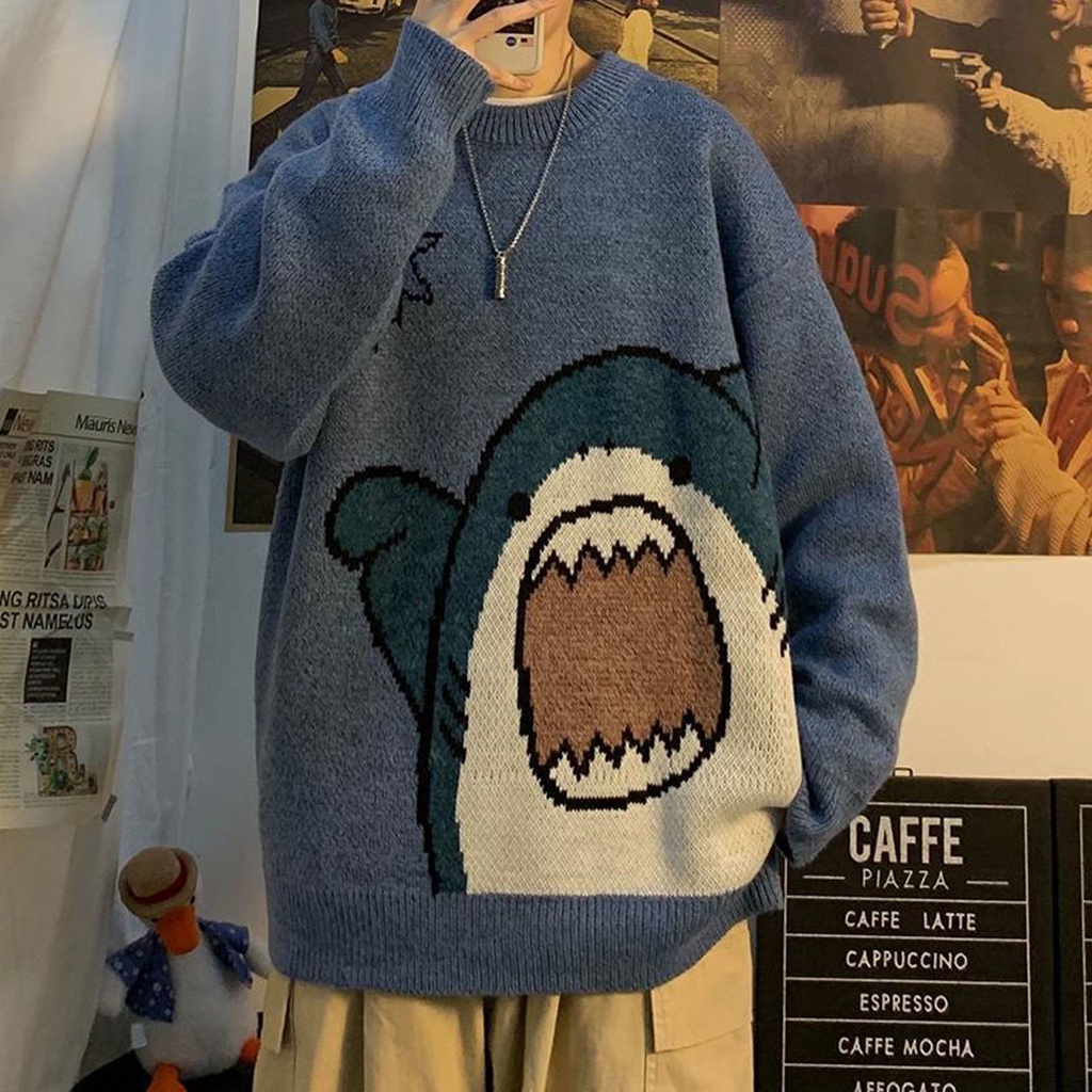 Áo sweater Dày Dặn Cổ Tròn Dáng Rộng In Hình Phong Cách Hàn Quốc Thời Trang Thu Đông Cho Nam