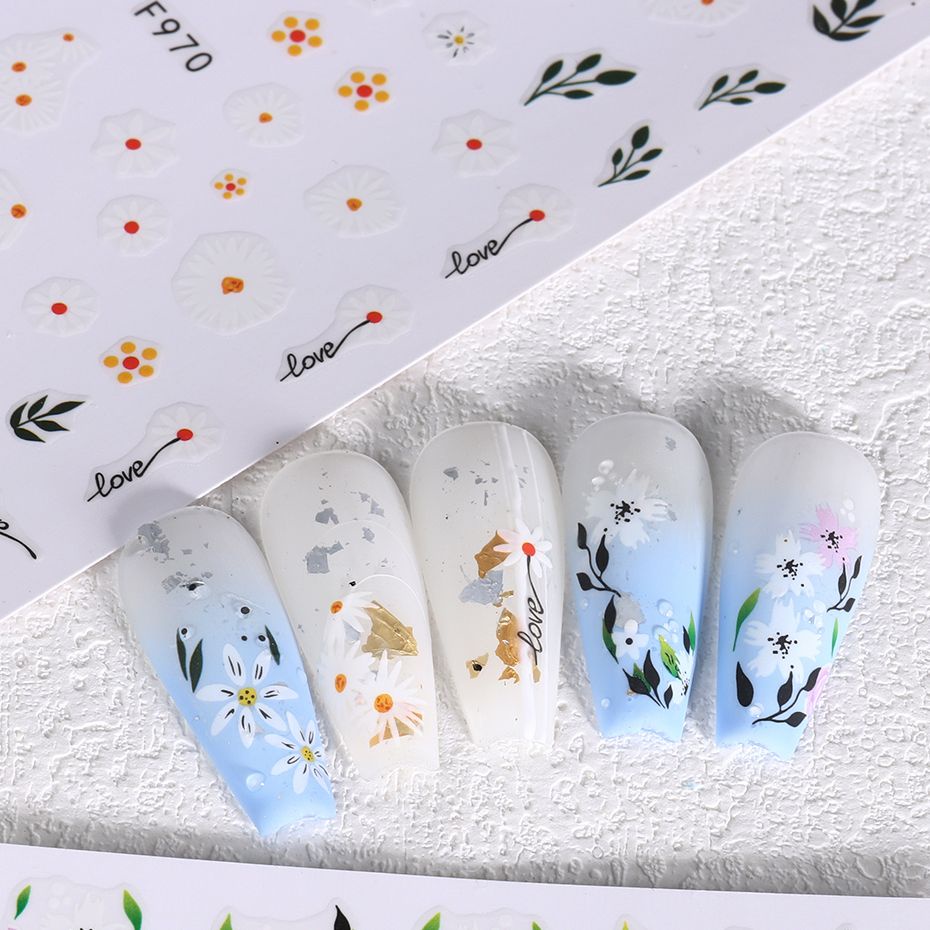 Miếng Dán Trang Trí Móng Tay Họa Tiết Hoa Đơn Giản Phong Cách Nhật Bản