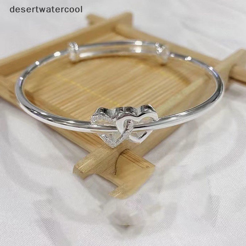 Dcvn Vòng Tay Bạc Đơn Giản Mặt Trái Tim Đôi Thời Trang Có Thể Điều Chỉnh Góc Làm Quà Tặng Tình Bạn Nữ martijn