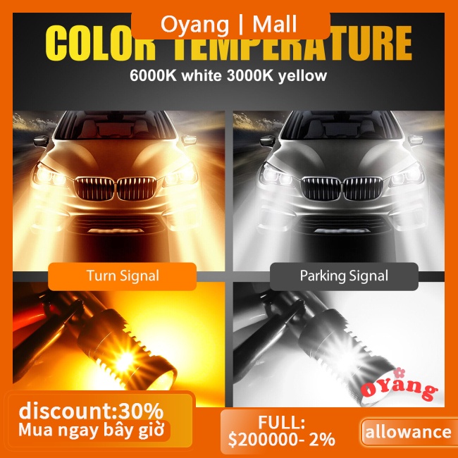 Oyang Bộ 2 Đèn led 1157 2357 7528 1035 Siêu Sáng Màu Hổ Phách / Trắng