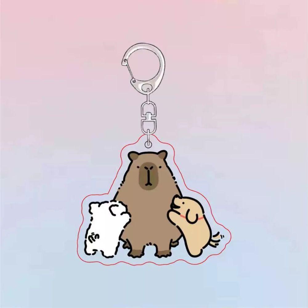 Shanrong capybara Móc Khóa Bằng acrylic Hình Chú Chó Trắng Nhỏ Sáng Tạo