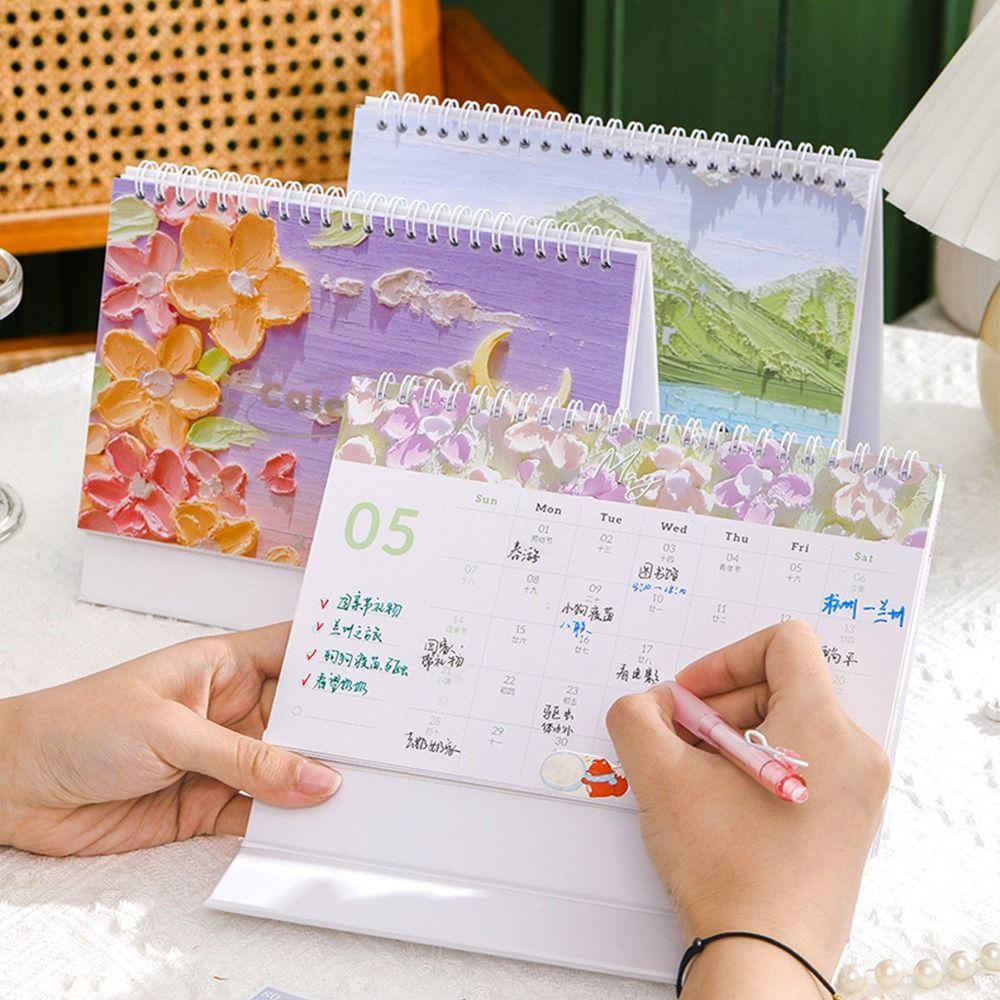 Lịch Để Bàn Năm 2024 Dạng Lịch Vẽ Sơn Dầu Dễ Thương Dùng Lên Kế Hoạch