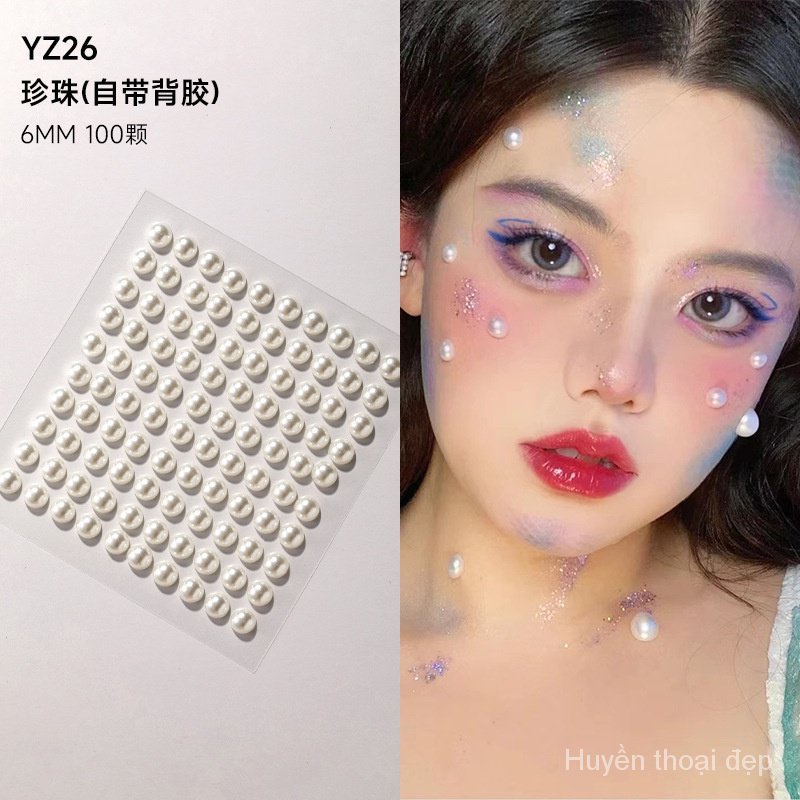 Mặt Dán Trang Sức Ngọc Trai Miếng Dán Trang Điểm Mặt Trang Điểm Mặt Trang Trí Mắt Trẻ Em Trang Điểm Mặt Trang Điểm Mắt Kim Cương Sáng Xé Kim Cương Bán Buôn
