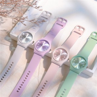 Đồng Hồ quartz Điện Tử Dây silicone Màu Kẹo Ngọt