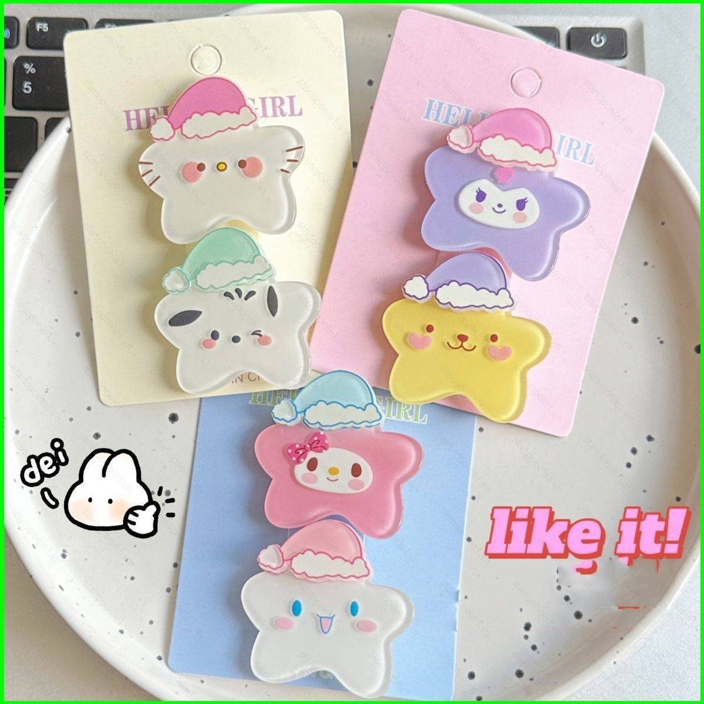 Sanrio Kẹp Tóc Nhựa acrylic Hình Hello Kitty / Trái Tim Dễ Thương Cho Nữ Thời Trang