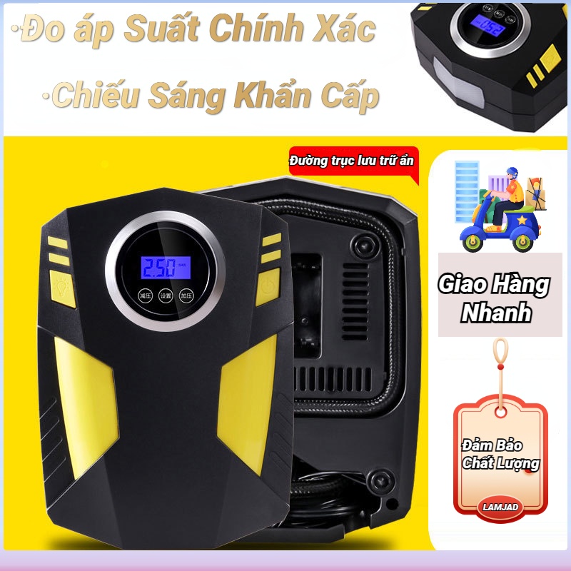 Bơm Lốp Ô Tô, Xe Máy Đời Mới Có Đèn LED Và Chức Năng Tự Động Ngắt, Thích Hợp Cho Ô Tô, Xe Đạp, Nệm Hơi, Bể Bơi