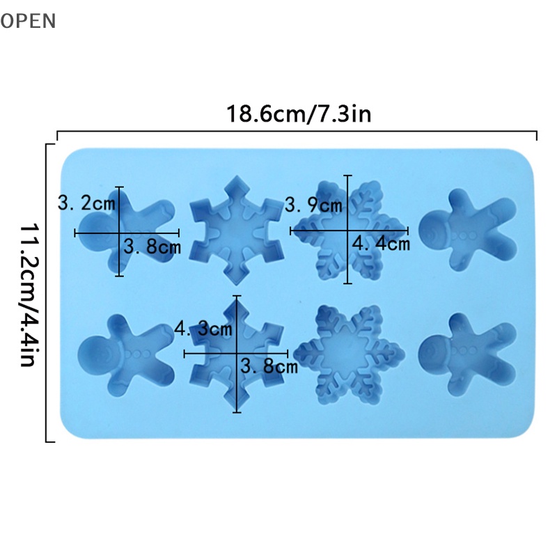 Khuôn Silicon Làm Bánh 8 Ngăn Tạo Hình Hoa Tuyết / Bánh Gừng / Socola Trang Trí Giáng Sinh