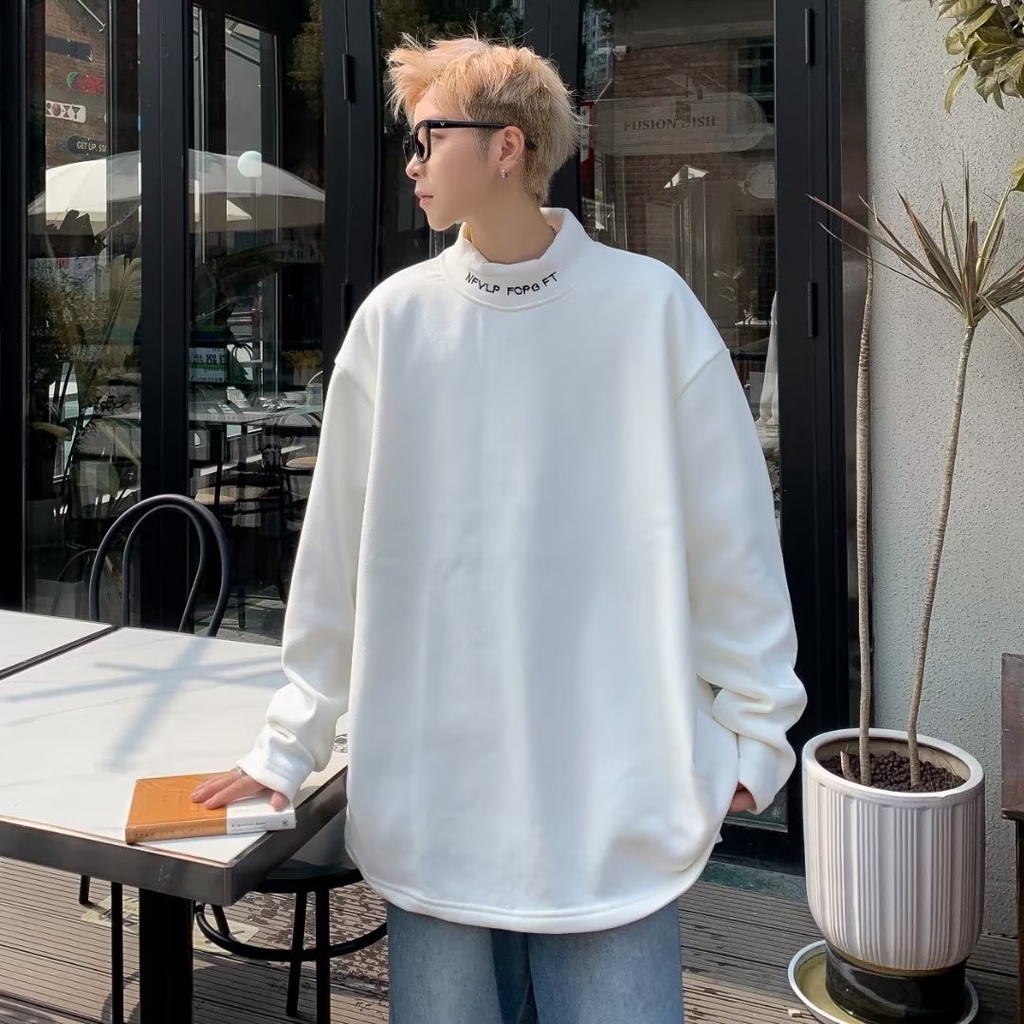 Áo hoodie Tay Dài Cổ Cao Phong Cách Thời Trang Hàn Quốc Cho Nam Giới