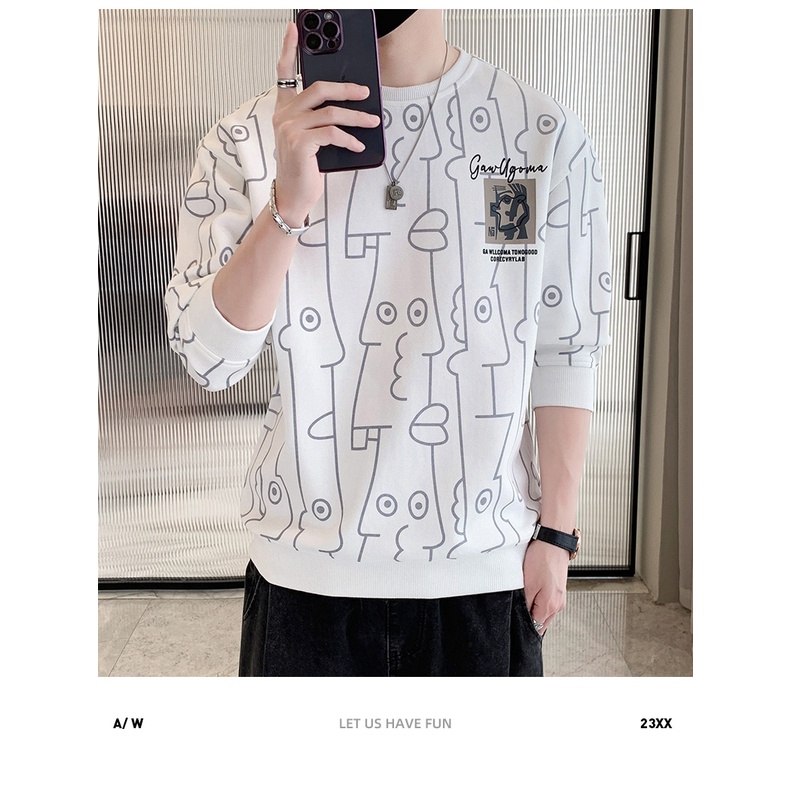 Áo Thun Tay Dài Cổ Tròn In Chữ Thời Trang Dành Cho Nam