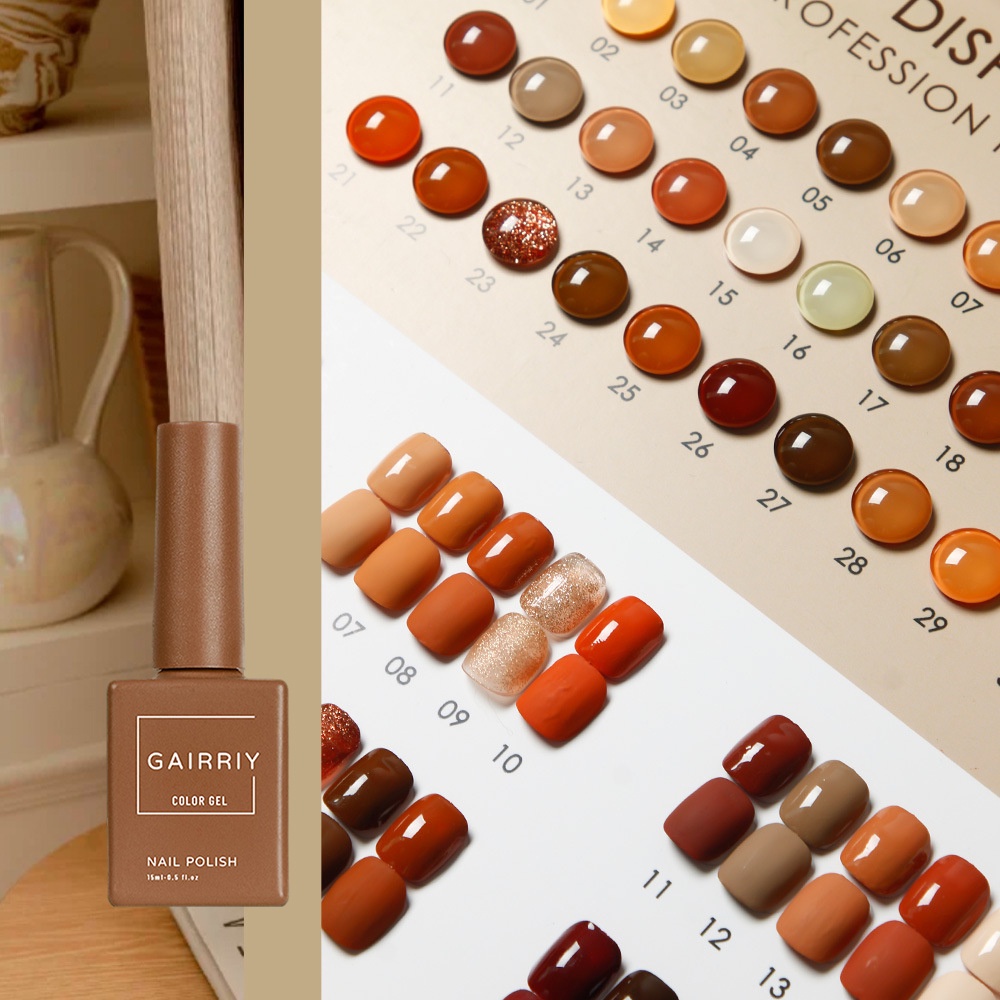 ✧Ready Stcok Gairriy Sơn Móng Tay Gel Caramel Sữa Cà Phê Series Trà Nâu Màu Khỏa Thân Đẹp Long Lanh Trị Liệu Bằng Ánh Sáng Keo Dán Móng Nghệ Thuật Cho Tiệm Nail 15ml CAO HƠN