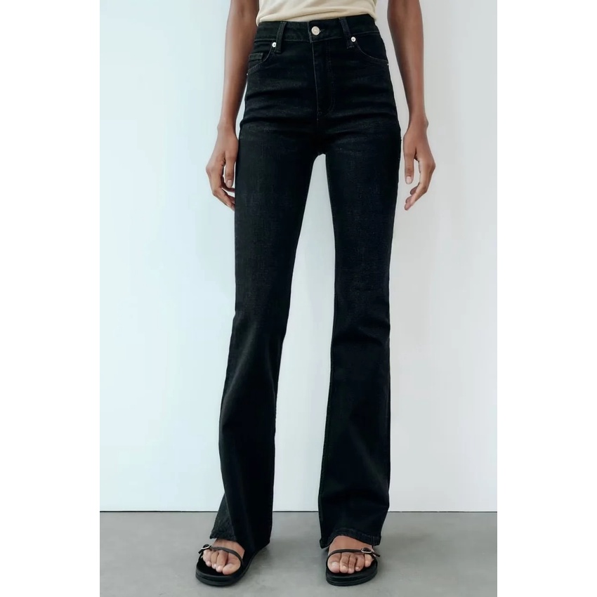 Zara Quần jeans Ống Loe Lưng Cao Thời Trang Mùa Thu Dành Cho Nữ 0541243