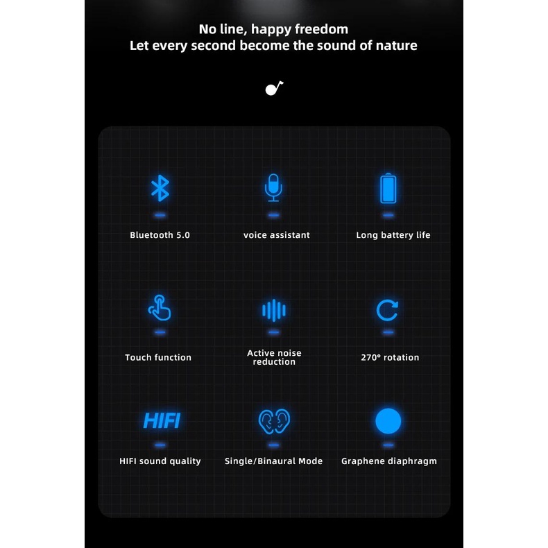 Tai Nghe bluetooth bt5.0 Có Mic Pin 110mah