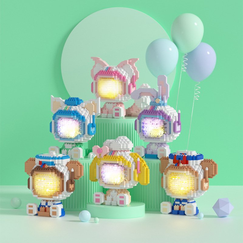 Đồ Chơi Lắp Ráp Mô Hình 3D Có đèn LED - COMBO Thỏ Phi Hành Gia Andy And Ann Sẵn Pin Full Box 3D tặng kèm ô tô