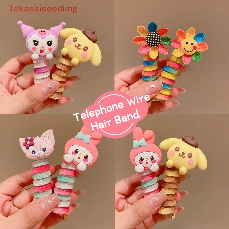 Dây Buộc Tóc Đuôi Ngựa Cao Co Giãn Nhiều Màu Sắc Họa Tiết Hoạt Hình Cho Bé Gái