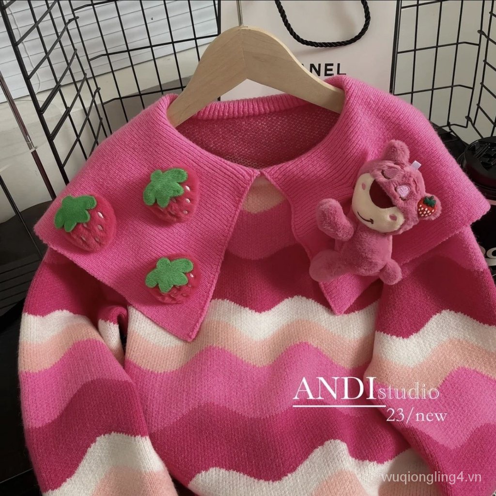 Áo sweater Cổ Búp Bê Hoạt Hình Gấu tok tok Phong Cách Phương Tây Thời Trang Thu Đông Dành Cho Bé Gái Bán Chạy Không Đổ Dầu