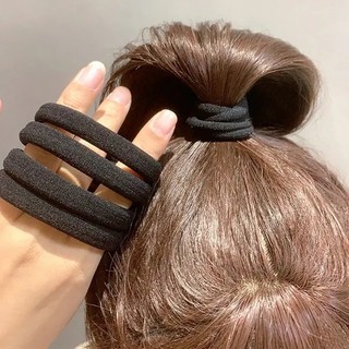 Set 10 Dây Cột Tóc Màu Đen Đơn Giản Cho Nữ