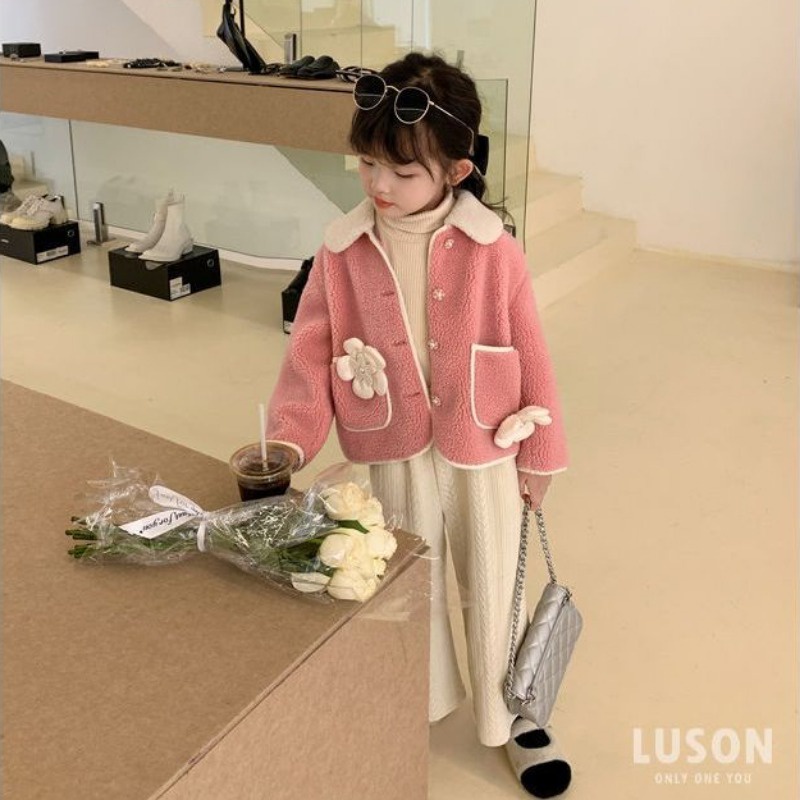 Quần Dài Vải Nhung Ống Rộng Thời Trang Thu Đông Cho Bé Gái