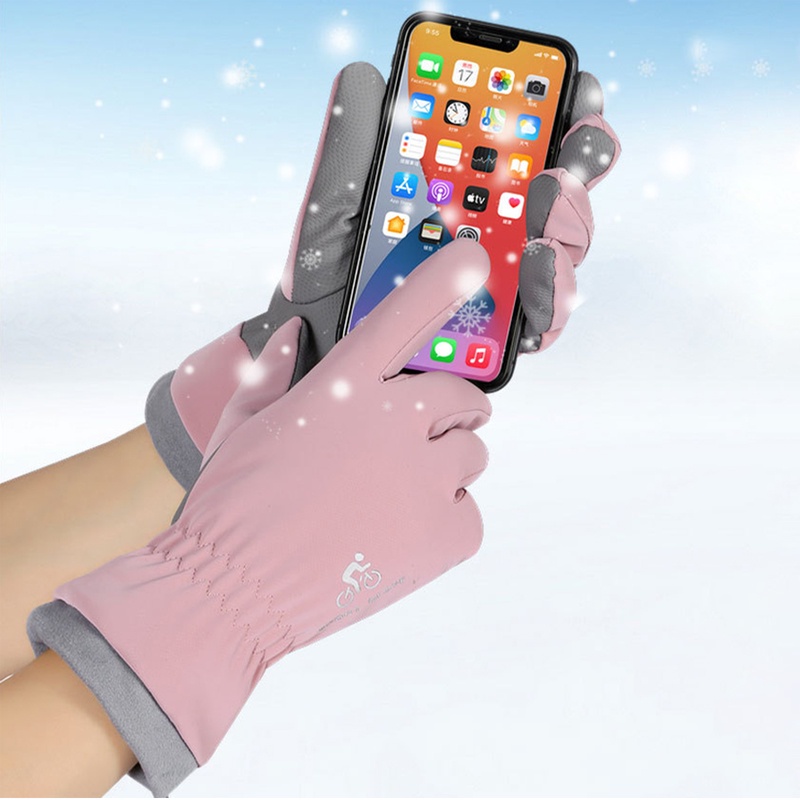 Găng Tay Dày Chống Gió Giữ Ấm Thân Thiện Với Da Khi Đi Xe Đạp / Trượt Tuyết Có Thể Chạm Màn Hình Cảm