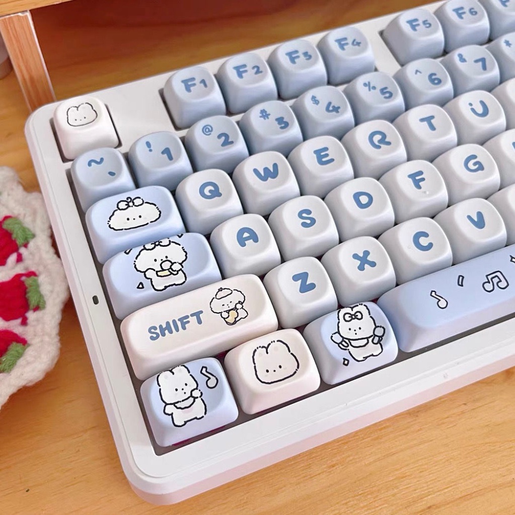 Keycap ban nhạc cún con, keycaps 139 phím, chiều cao MOA, nhuộm thăng hoa PBT, thích hợp cho bàn phím phím 87/68/84/104/108