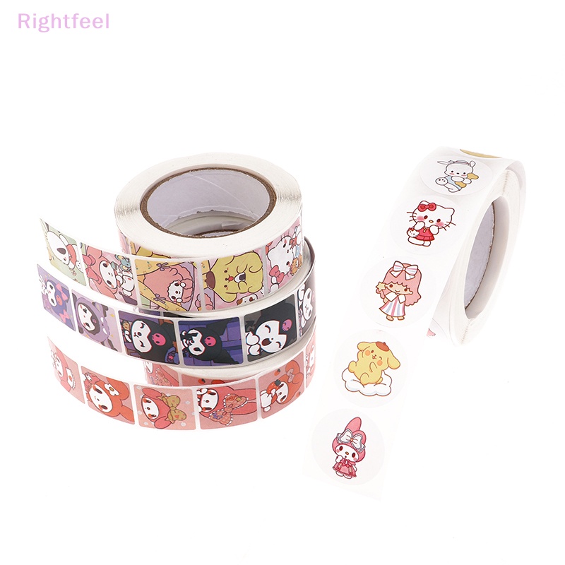 SANRIO Cuộn 500 sticker Dán Trang Trí Quà Tặng Cho Bé Hình kuromi hello kitty Mới