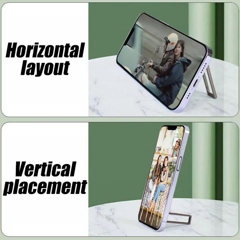 Giá Đỡ Điện Thoại / Nhẫn Đeo Ngón Tay Tự Dính Hình Chữ Nhật Bằng Kim Loại Vô Hình