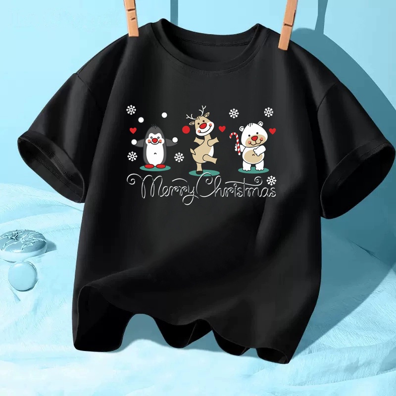 Lololocee Áo Thun Tay Ngắn In Hình Giáng Sinh Cho Bé Gái