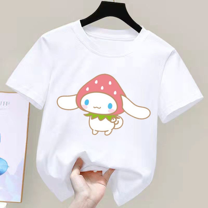 SANRIO Cinnamoroll Áo Thun Tay Ngắn y2k Thời Trang Mùa Hè Xinh Xắn Cho Bé Gái