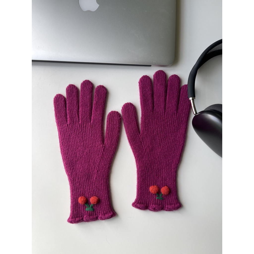 Găng Tay Len Dệt Kim Hở Ngón Màu Trơn Giữ Ấm Mùa Thu Đông Phiên Bản Hàn Quốc Có Thể Chạm Màn Hình Cảm Ứng Dành