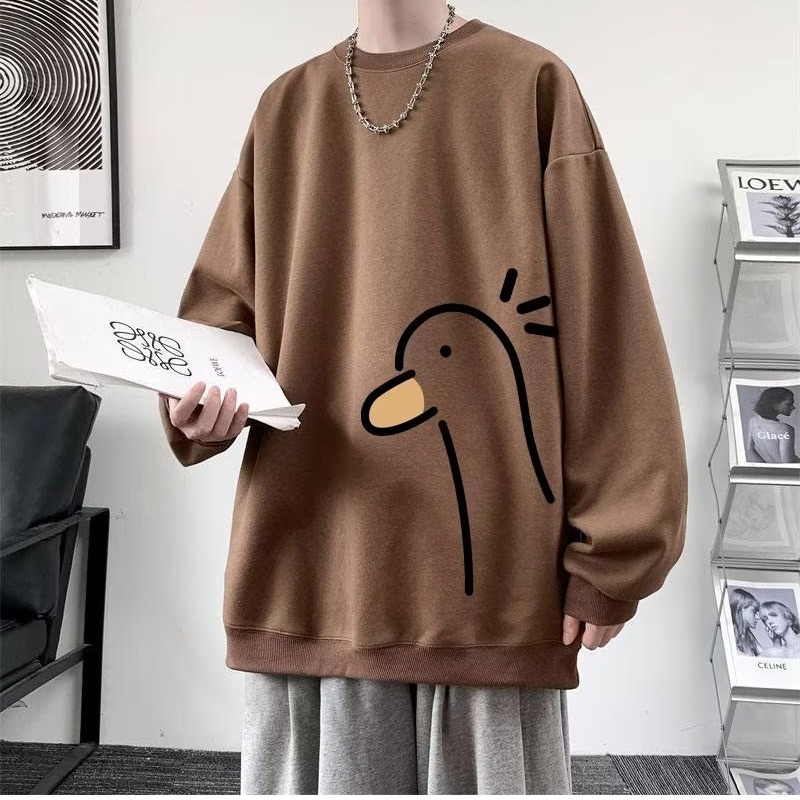 Áo sweater nam bigsize có size lớn M-8XL Áo Nỉ Tay Dài Dáng Rộng In Họa Tiết Chú Vịt Vui Nhộn Phong Cách vintage Mỹ Thời Trang Cho Nam Và Nữ