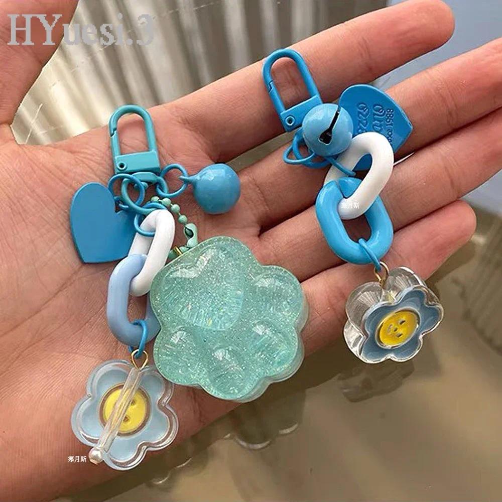 Móc Chìa Khóa Hình Chú Vịt / Gấu / Hoa Bằng acrylic Màu Sắc Ngọt Ngào Xinh Xắn Cho Nữ