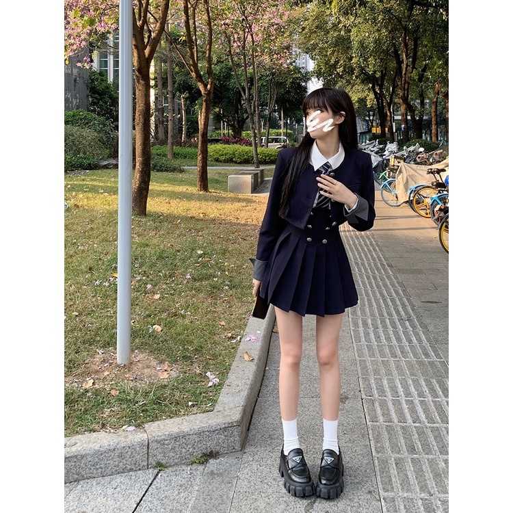 Set Áo Sơ Mi Dài Tay + Chân Váy Đồng Phục Thời Trang Dành Cho Nữ