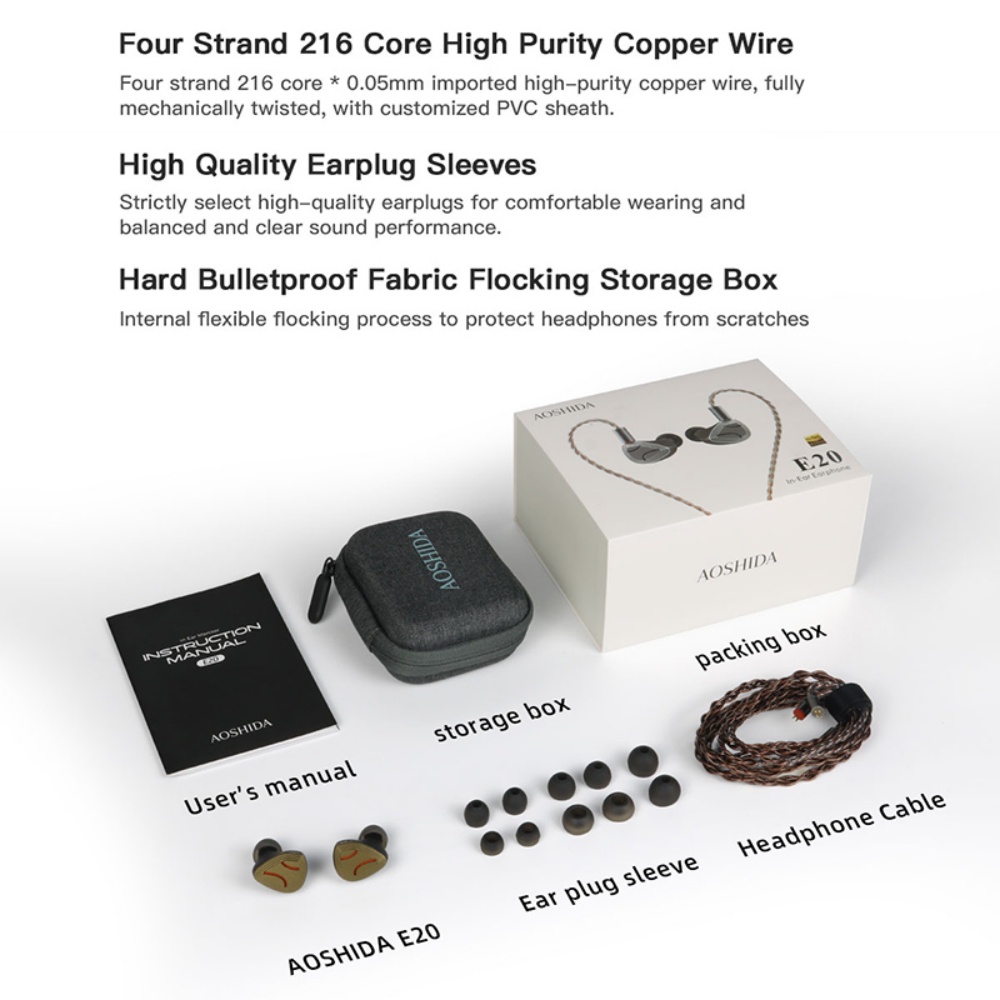 Tai Nghe Nhét Tai aoshida x letshuoer e20 hifi Có Dây 10mm Âm Thanh Sống Động + Màn Hình diaphragm
