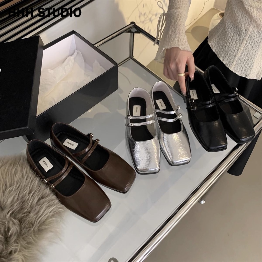 HHH  Giày Mary Jane Lolita đế cao Giày Búp Bê Đế da mềm  Linh hoạt Đế chống trơn trượt Thấm hút mồ hôi Phối màu tinh tế FLF23A0SOR 43Z231025