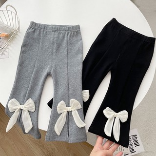 Quần ống loe đính nơ lớn thời trang hàn quốc cho bé gái