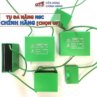 Tụ quạt nsc chính hãng - tụ đa năng vuông xanh nsc nhiều uf từ 2 uf đến 30 uf