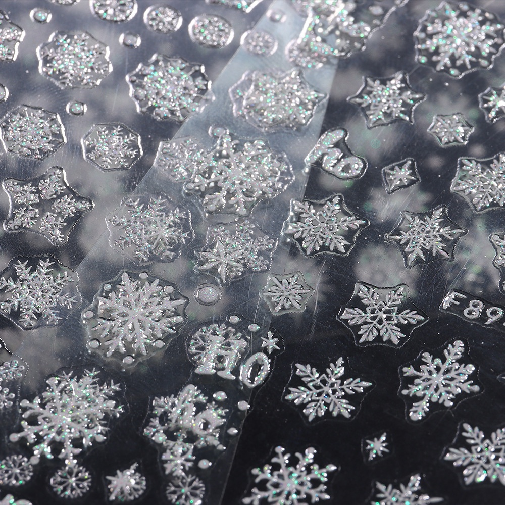 ✧Ready Stcok Nail Art Nhãn Dán Móng Tay Giáng Sinh 3d Fine Glitter Trắng Phong Cách Bông Tuyết Dính Dán Trang Trí Móng Tay Dụng Cụ Làm Móng Tay Cho Cửa Hàng Nail CAO HƠN