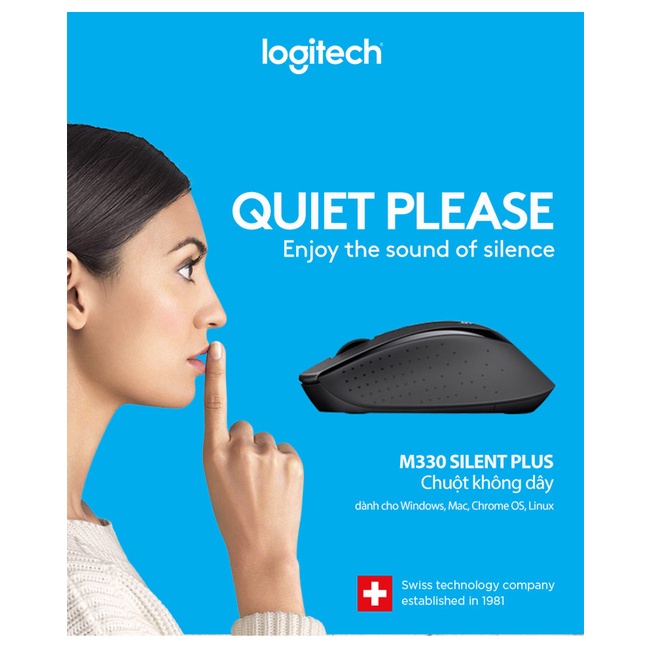 Chuột không dây Logitech M330 Silent Plus giảm ồn 90% - USB 2.4GHz,chuột máy tính,hàng công ty, Bảo hành 6 tháng