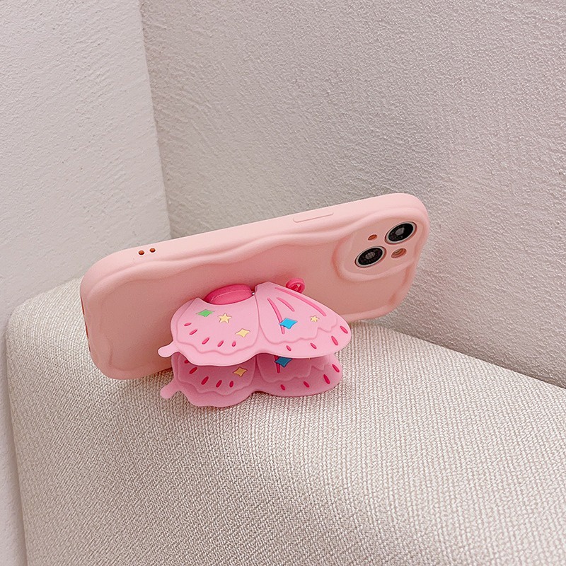 3D Butterfly bracket Case ForSamsung Galaxy S23 S21 S22 Ultra S21 S20 S23 FE j2 j7 prime Cute Cartoon Soft Phone Case SAMSUNG S23+ S22+ S21+ M14 M54 F54 M34 F34 Phone Back Cover