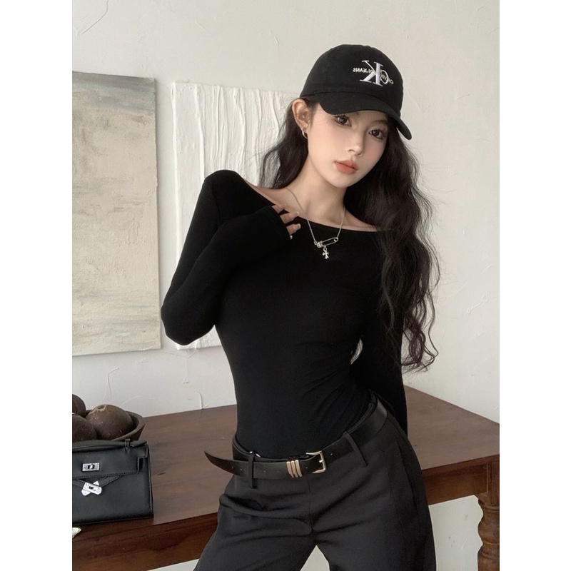 Áo Thun Tay Dài Ôm Dáng Thời Trang Mùa Thu Cho Nữ