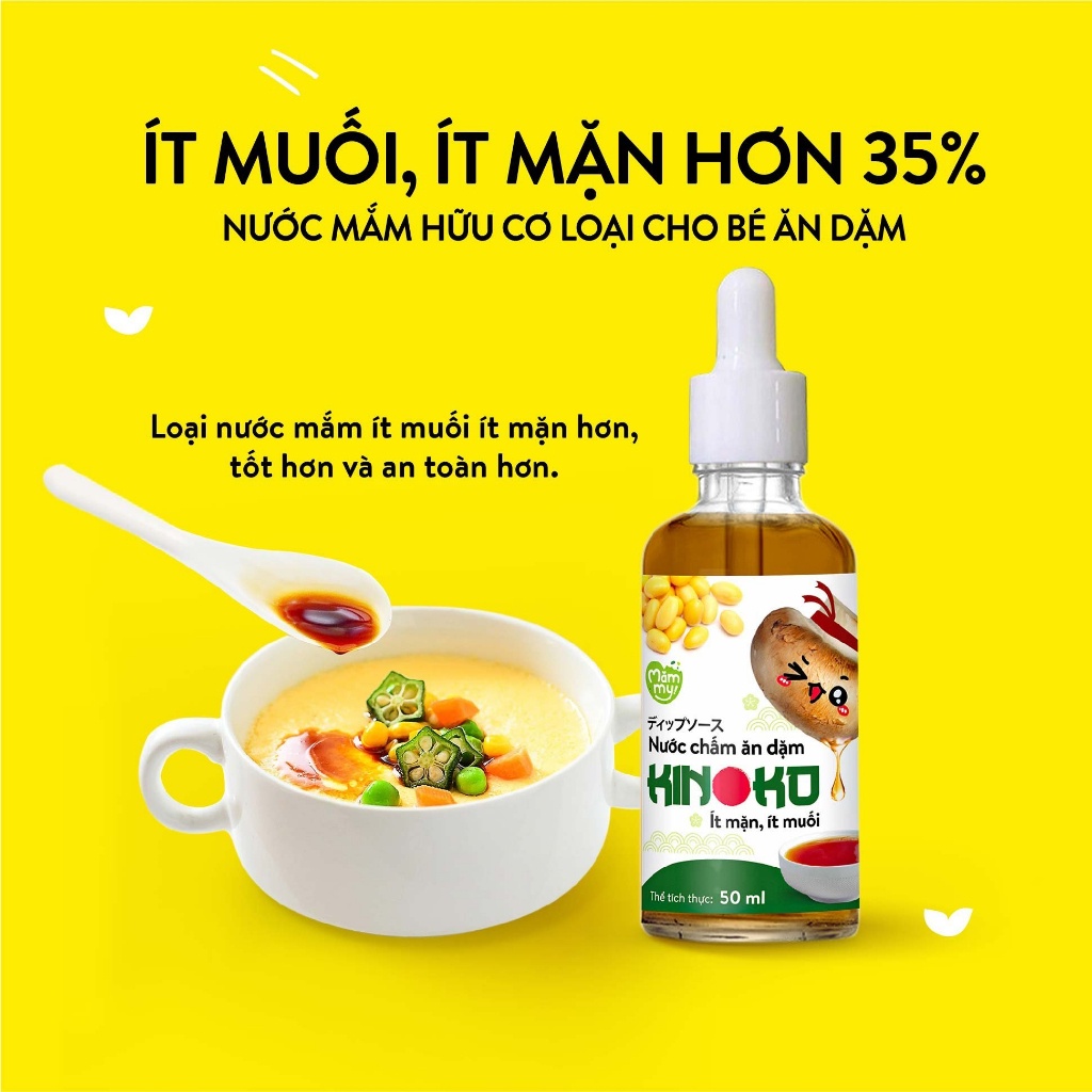 Nước Mắm Ăn Dặm Mămmy Kinoko Cho Bé Trên 6 Tháng Làm Từ Nấm Ít Muối, Dạng Chai Nhỏ Giọt 50ml