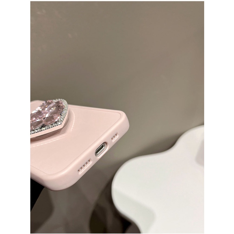 Ốp Điện Thoại Màu Hồng Đính Đá Hình Trái Tim Cho iphone 7 7 plus 8 8 plus xs xr 11 12 13 14 15 pro plus promax