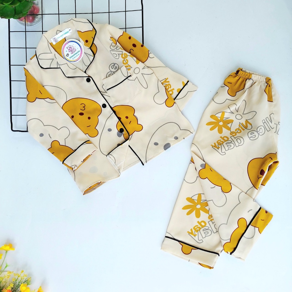 11 đến 42kg - Bộ ngủ Pijama bé trai bé gái tphcm - Bộ pyama dài tay cho bé trai bé gái size đại vải lụa mango 089